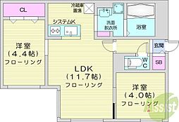 仮）MJクレスト麻生 2階2LDKの間取り