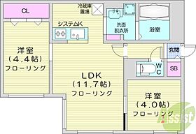 仮）MJクレスト麻生  ｜ 北海道札幌市東区北四十三条東2丁目（賃貸マンション2LDK・2階・44.78㎡） その2