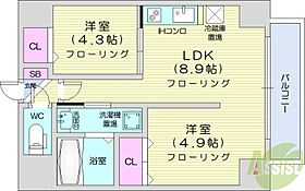 北海道札幌市東区北八条東1丁目（賃貸マンション2LDK・6階・43.20㎡） その2