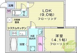 グランフォレスト 4階1LDKの間取り