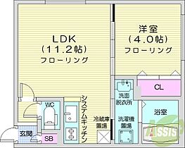 Saliente Yamahana  ｜ 北海道札幌市中央区南二十条西8丁目（賃貸マンション1LDK・1階・33.86㎡） その2