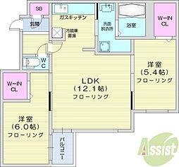 ノーチェ円山 5階2LDKの間取り