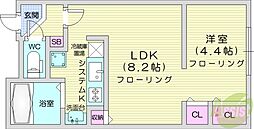 MODULOR中島公園2nd 4階1LDKの間取り
