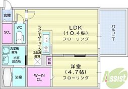 札幌市営東豊線 東区役所前駅 徒歩7分の賃貸マンション 3階1LDKの間取り