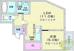 AltaMarea桑園 1階1LDKの間取り