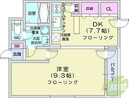 ストロール札幌 1DKの間取図画像