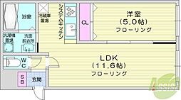 グランメール北11条 1LDKの間取図画像