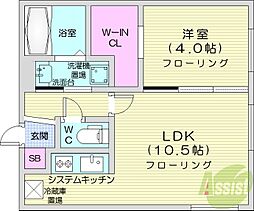 NOVA北円山 3階1LDKの間取り
