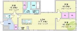 札幌市西区八軒八条東1丁目マンション 3LDKの間取図画像