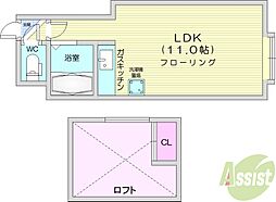 パルハイム北麻生 ワンルームの間取図画像