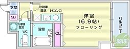 札幌市営南北線 北18条駅 徒歩5分の賃貸マンション 9階ワンルームの間取り