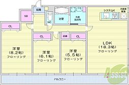 RainbowRoad宮の森 3LDKの間取図画像