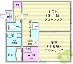 エヌモードN25 1LDKの間取図画像