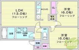 セジュールパレ 2LDKの間取図画像