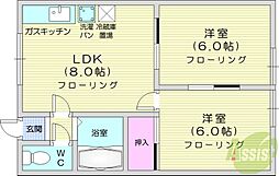 グロリーハイツ 2LDKの間取図画像