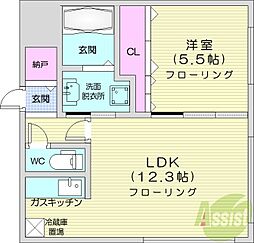 プレステージ知事公館 1LDKの間取図画像