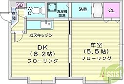 KDビル 1DKの間取図画像