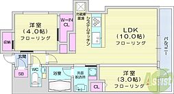 デュオヴェール札幌中島公園 2LDKの間取図画像