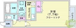 ラウルあいの里 1Kの間取図画像