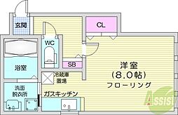 ルシエル 1Kの間取図画像