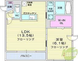 クレストハウス1816 1LDKの間取図画像