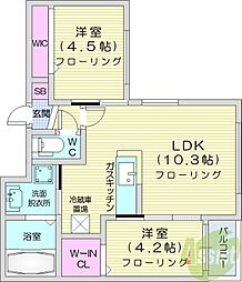 ルノンサッポロステーション 2LDKの間取図画像