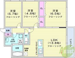 MODENA近代美術館 3LDKの間取図画像