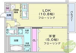 オリオンコート 1LDKの間取図画像