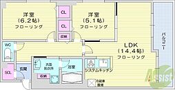RESIDIAKITA-SANJO 2LDKの間取図画像
