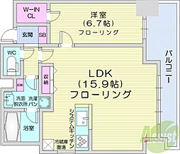 レジディア北2条EAST 1LDKの間取図画像