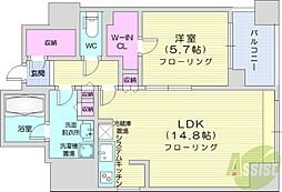 プライムメゾン大通公園 1LDKの間取図画像
