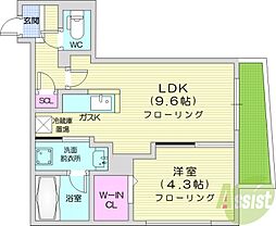 NORDESTAアサヒガオカ 1LDKの間取図画像
