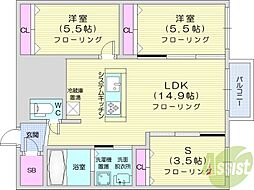 ディオグラシア宮の森 2LDKの間取図画像