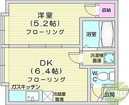 クルーズハウス麻生 1DKの間取図画像