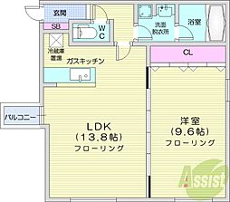 ピュア・ステージ円山 1LDKの間取図画像