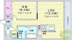 プルミエールメゾン南円山 1LDKの間取図画像