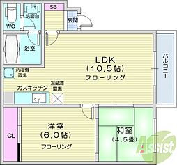 ノースシャトレー 2LDKの間取図画像