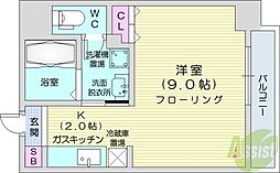 サンウッド札幌医大前 1Kの間取図画像