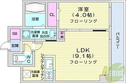 アルファスクエア中島公園 1LDKの間取図画像