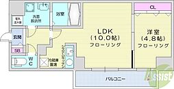 ビッグパレス南5条 1LDKの間取図画像