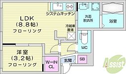 札幌市中央区南四条西22丁目マンション 1LDKの間取図画像