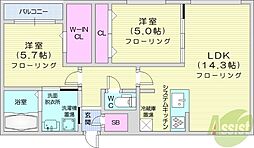 ラクラス大通東 2LDKの間取図画像