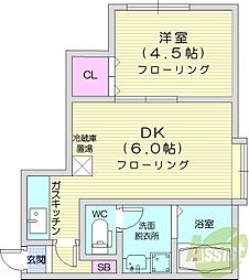 ペール・ノエル 1DKの間取図画像