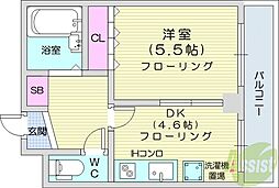 プレサント北35条 1DKの間取図画像