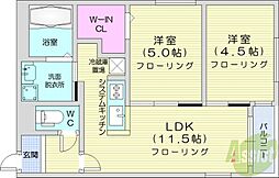 E-horizon北円山 2LDKの間取図画像