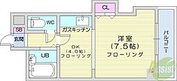 プレサント南5西9 1DKの間取図画像