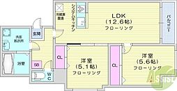HSCOURT医大前 2LDKの間取図画像
