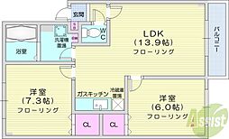 パールハイム40 2LDKの間取図画像