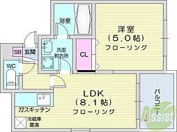 カハラコート2nd 1LDKの間取図画像