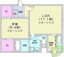 シャーメゾン麻生 1LDKの間取図画像